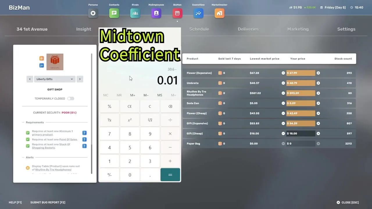 Big Ambitions BizMan pricing and markup controls